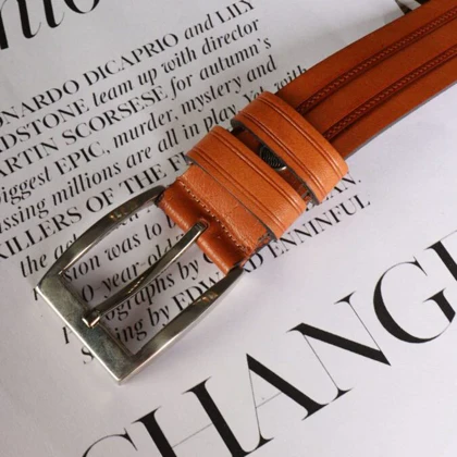 کمربند مردانه بیورا مدل چرم طبیعی میخی کد km02