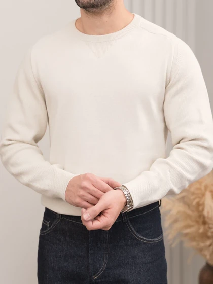 بافت یقه گرد کرم روشن sh399