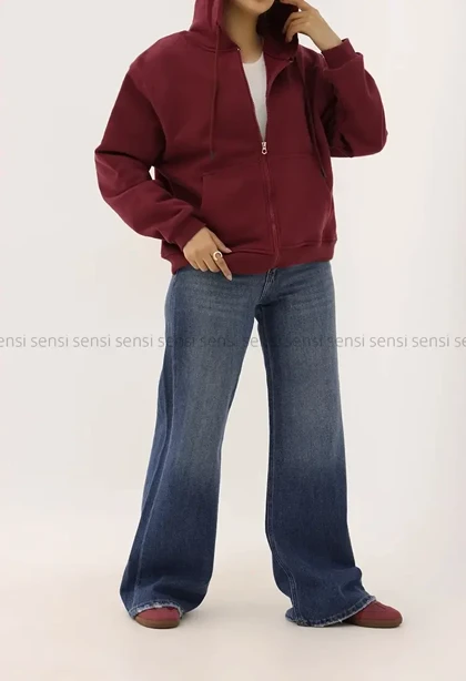 هودی جلو زیپ باکسی کد1004808