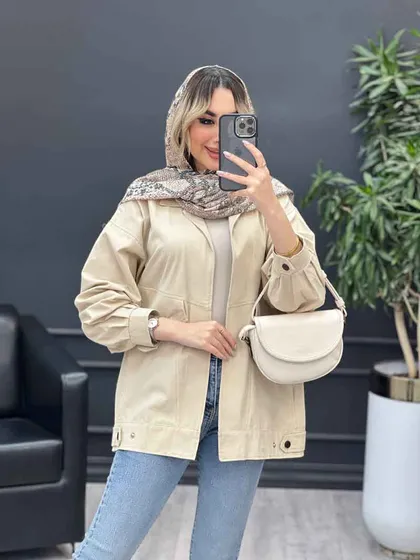 مانتو لینن دو جیب نما پایین پاگن