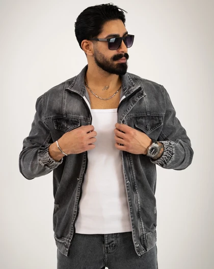 کت جین مردانه باکسی زیپ‌دار_کد4632