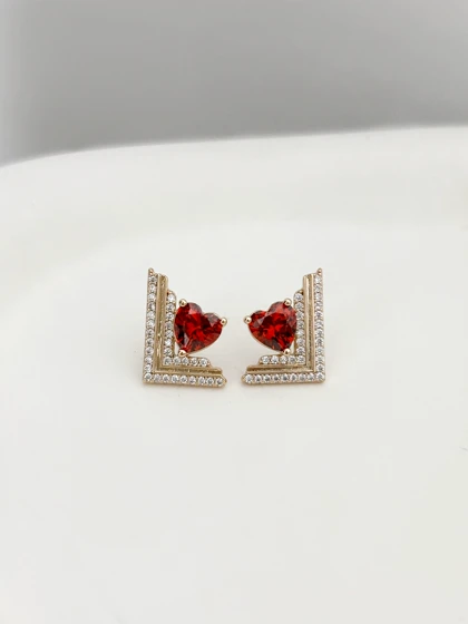گوشواره ژوپینگ مینیمال قلبی قرمز کد579 کد 579