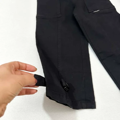 شلوار کتان بگ پایین بنددار دخترانه بنفش و مشکی