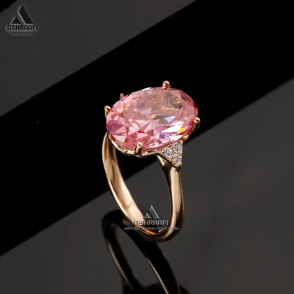 انگشتر تک نگین صورتی Pink Diamond Ring 01