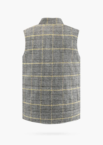 پافر پشمی چهارخانه مشکی خردلی