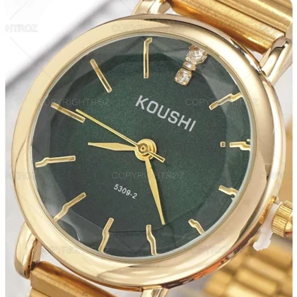 ساعت مچی زنانه کوشی شیشه الماسی بند استیل ریلیباتری اضافی