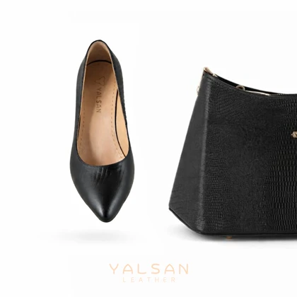 ست کیف و کفش زنانه چرم یلسان مدل آندیا کد957-OPAL-GL