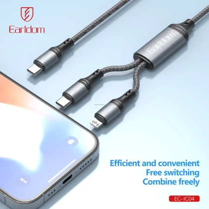 کابل شارژ چندکاره ارلدام EC-IC04 توان 60 وات 1.2 متر