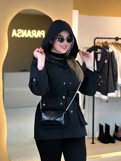 بارانی شش دکمه مشکی 010206