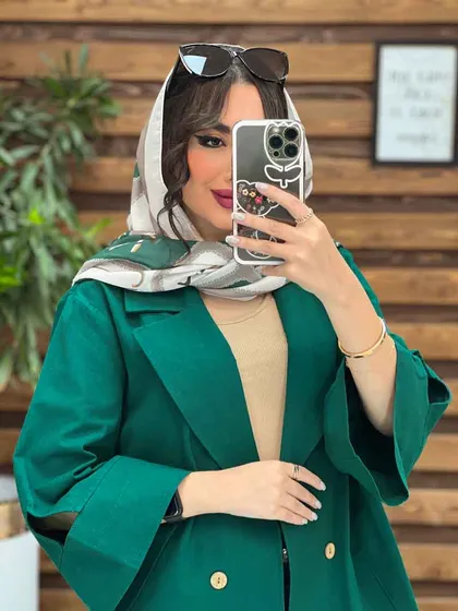 مانتو لینن دو دکمه آستین مثلثی