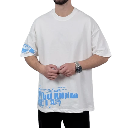 تیشرت آستین کوتاه مردانه سفید دونخ مدل KNOW