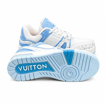 کفش کتانی زنانه مدل ونس لوی ویتون سفید آبی Vans Louis Vuitton