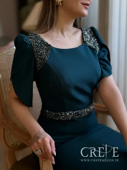 پیراهن کمر سرشانه سنگدوزی