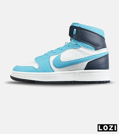 کفش کتانی ساق‌دار مردانه و زنانه سفید آبی NIKE jordan 1 مدل 7683