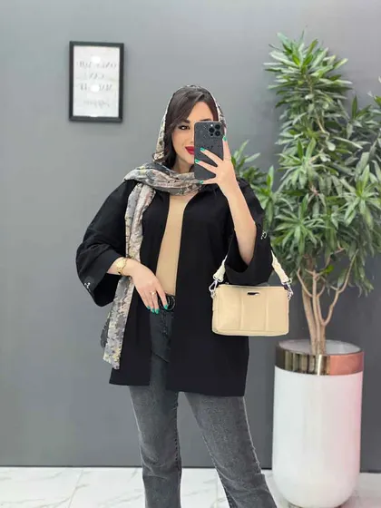 مانتو لینن آستین پاکتی جیب پاگن