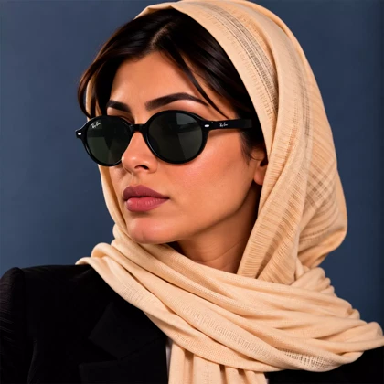 عینک آفتابی ری بن زنانه فریم گرد شیشه سبز RB 2195/1