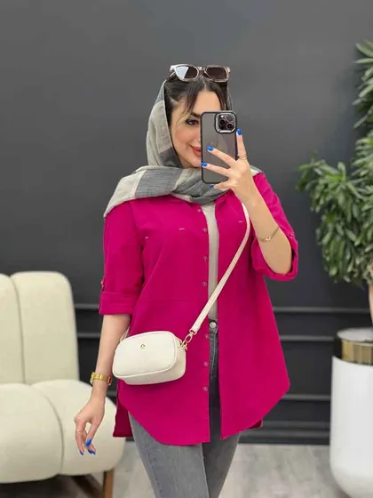 مانتو لینن رنگی بغل پنج دکمه