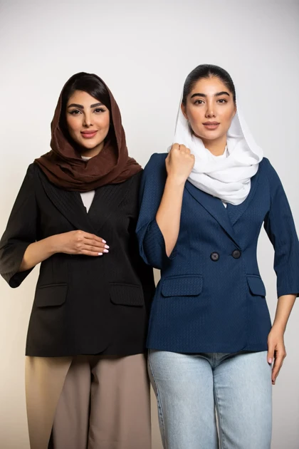 کت زنانه یقه بلیزر آستین 3ربع