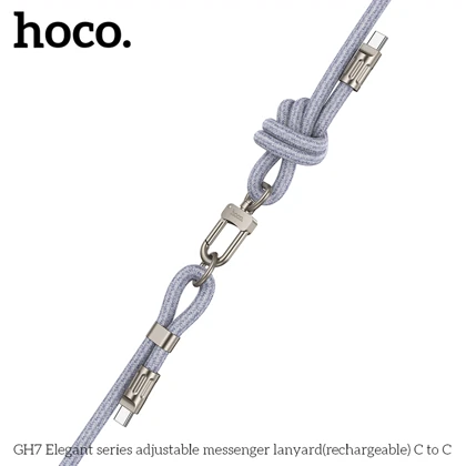 کابل دوسر تایپ سی و بند آویز گردنی هوکو GH7 توان 60 وات 1.8 متر