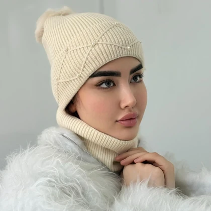 شال و کلاه رینگی مروارید