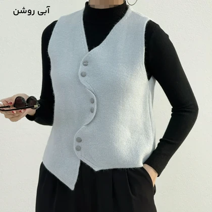 ژیله بافت زنانه دکمه چهارخانه | آی بولک