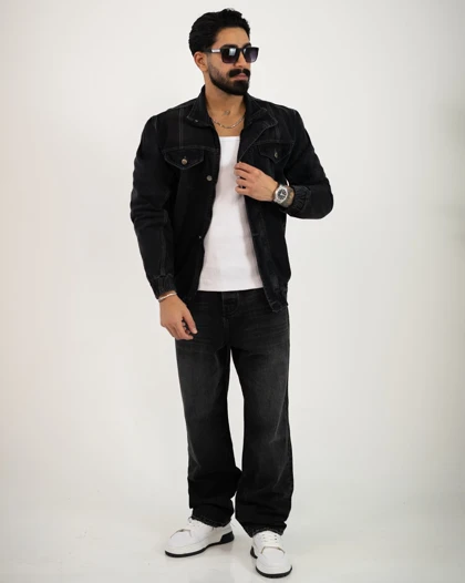 کت جین مردانه باکسی زیپ‌دار_کد4632