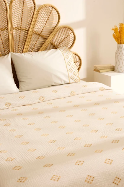 سرویس روتختی دو نفره Karaca Home مدل Nobile Brodeli ٪100 پنبه - زرد