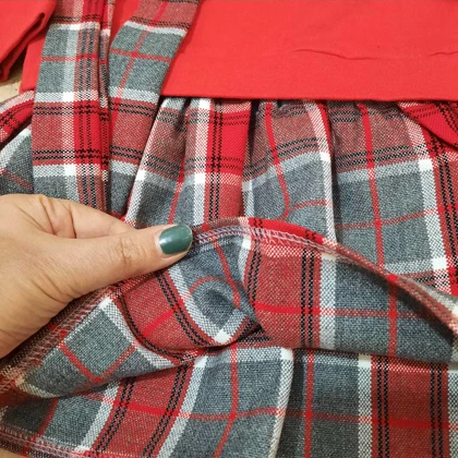 پیراهن وسارافون پشمی دخترانه یقه گرد