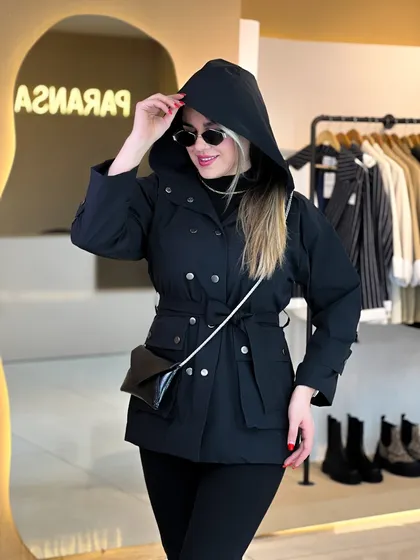 بارانی شش دکمه مشکی 010206