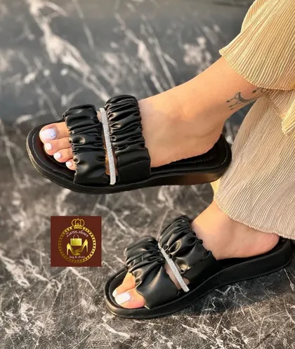 دمپایی روفرشی نگینی زنانه دخترانه چروک نگین