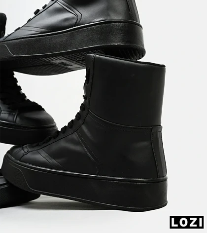 بوت مردانه چرمی مشکی ZARA