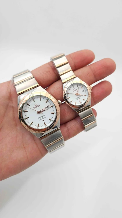 ساعت مچی ست مردانه و زنانه امگا Omega 6015 تاریخ دار با قفل پروانه ای