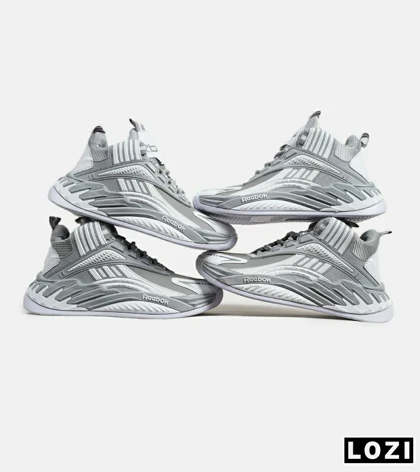 کفش کتانی ساق‌دار طوسی سفید Reebok Shaq Attaq