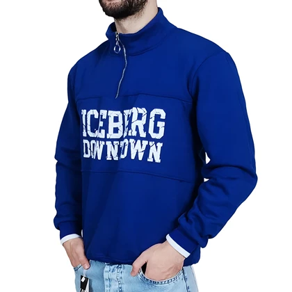 دورس مردانه یقه نیم زیپ آبی طرح ICE