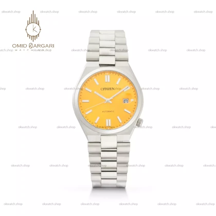 ساعت مچی سیتیزن سویوسا اتوماتیک بند سیلور صفحه زرد Citizen Tsuyosa