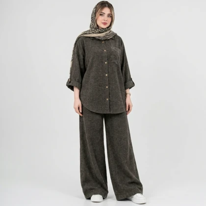 ست مانتو و شلوار زنانه مخمل پاییزی کد 275