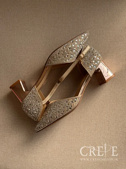 کفش بغل باز نگین مثلثی پاشنه 5/5 سانت