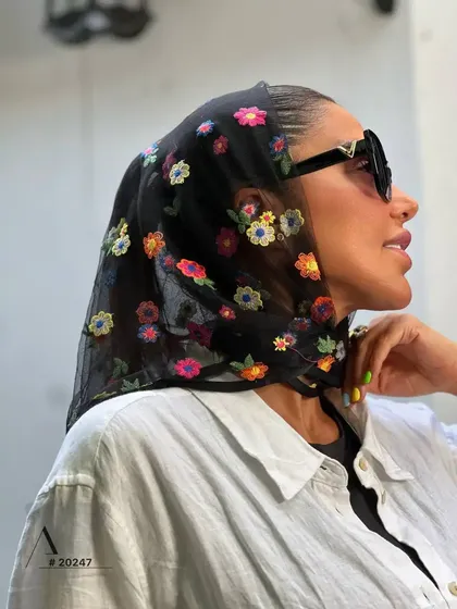 مینی اسکارف توری گل رنگی