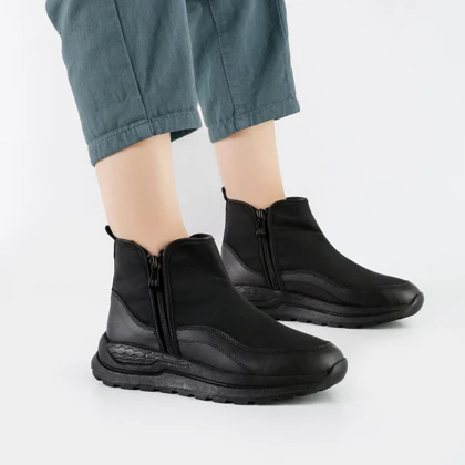 بوت و نیم بوت زنانه و دخترانه مدل دو بر زیپ رنگ مشکی کد A561