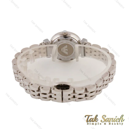 ساعت امپریوآرمانی مینی زنانه سیلور صفحه سفید نگین‌دار Armani-5789-L