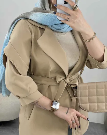 مانتوآستین پفی ژیله دار(57) کد 3284