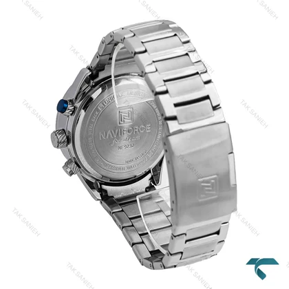 ساعت نیوی فورس NF9232 مردانه سیلور صفحه سرمه ای NaviForce-7056-G
