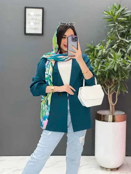 مانتو مازراتی دودکمه یقه نامتقارن