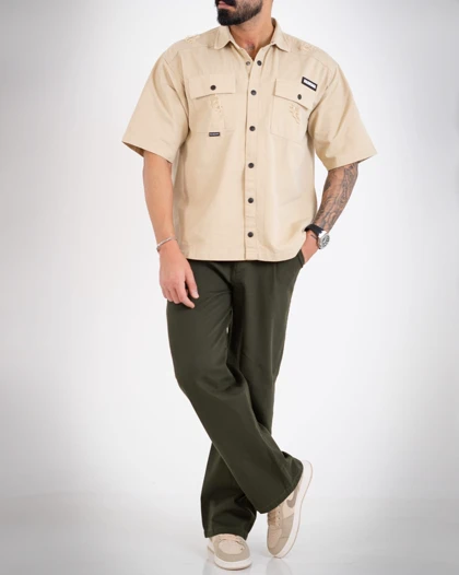 پیراهن مردانه کتان باکسی_کد 4489