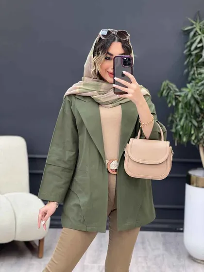 مانتو برش هلالی دو جیب نما
