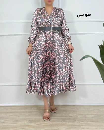 پیراهن مجلسی ساتین ( دامن پلیسه ) کد محصول 934