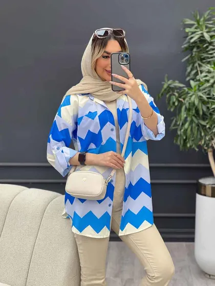 شومیز دو جیب طرح دار