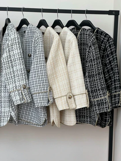 کت شانل بافت لمه دار کد 3172