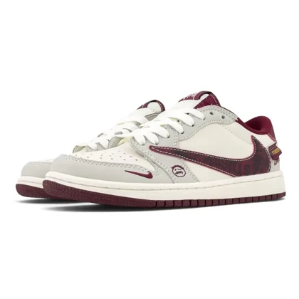 کتانی ویتنامی نایک ایر جردن وان لو تراویس اسکات استوسی زرشکیNike Air Jordan 1 Low Travis Scott Stussy Custom