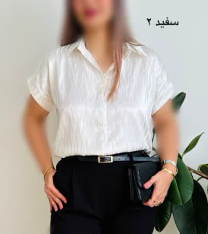 شومیز ساتن ژاکارد کوتاه 1